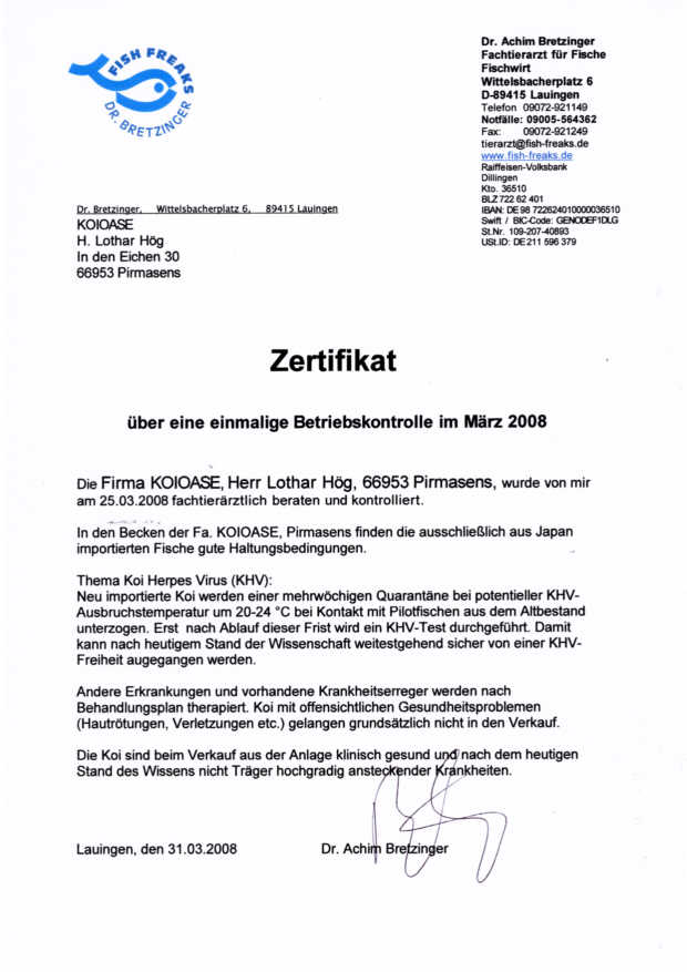 Zertifikat 2008